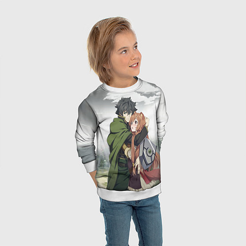 Детский свитшот НАОФУМИ И РАФТАЛИЯ ВОСХОЖДЕНИЕ ГЕРОЯ ЩИТА / 3D-Белый – фото 3