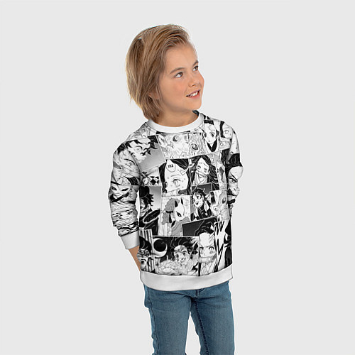 Детский свитшот Клинок рассекающий демонов паттерн / 3D-Белый – фото 3