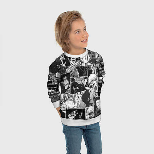 Детский свитшот Хэллсинг паттерн Hellsing / 3D-Белый – фото 3