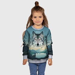 Свитшот детский Серый волк - голова, цвет: 3D-меланж — фото 2