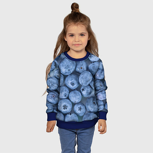 Детский свитшот Голубика - фон / 3D-Синий – фото 4