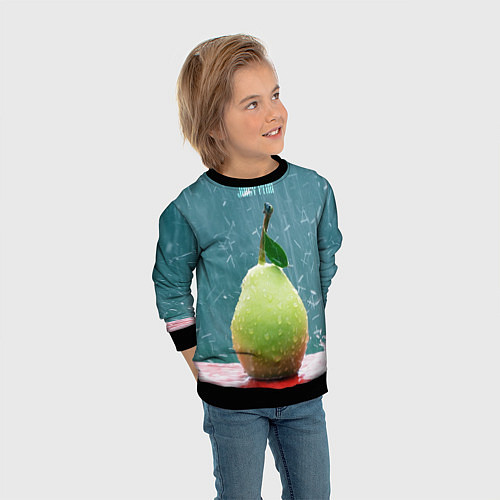 Детский свитшот Груша - juicy pear / 3D-Черный – фото 3