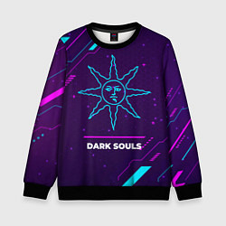 Свитшот детский Символ Dark Souls Sun в неоновых цветах на темном, цвет: 3D-черный