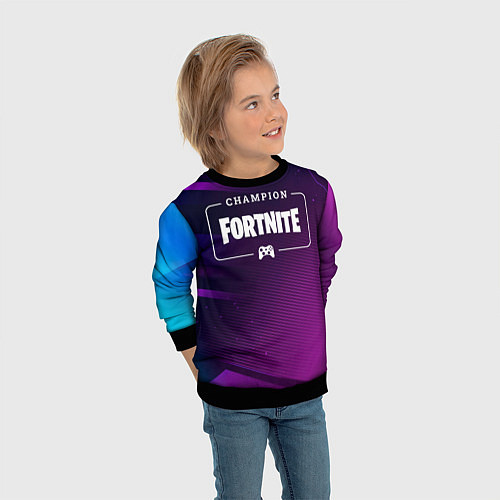 Детский свитшот Fortnite Gaming Champion: рамка с лого и джойстико / 3D-Черный – фото 3