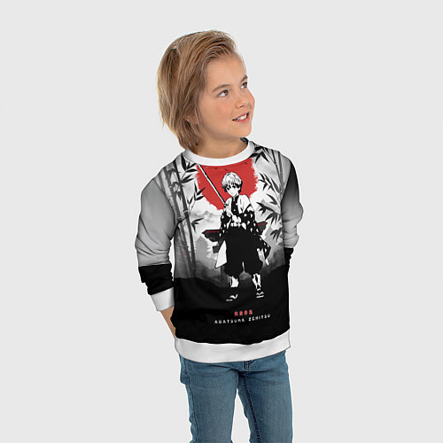 Детский свитшот ЗЕНИЦУ КЛИНОК, РАССЕКАЮЩИЙ ДЕМОНОВ / 3D-Белый – фото 3