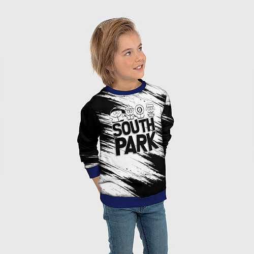 Детский свитшот Южный парк - персонажи и логотип South Park / 3D-Синий – фото 3