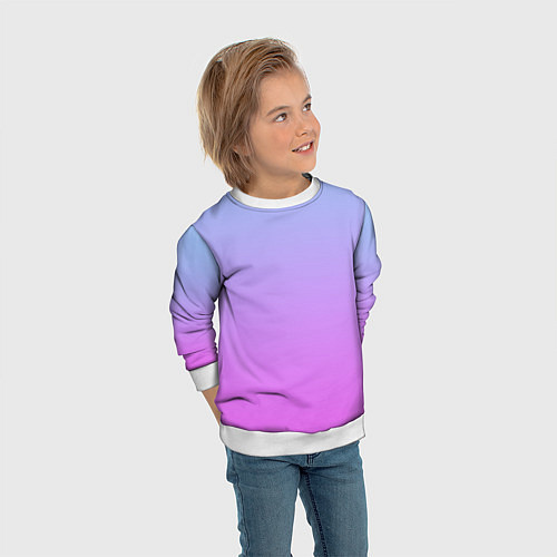 Детский свитшот Голубо-розовый градиент / 3D-Белый – фото 3