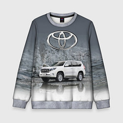 Свитшот детский Toyota Land Cruiser на фоне скалы, цвет: 3D-меланж