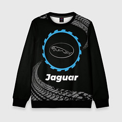 Свитшот детский Jaguar в стиле Top Gear со следами шин на фоне, цвет: 3D-черный