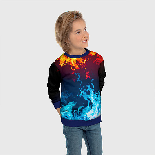 Детский свитшот Лед и Пламя Борьба стихий / 3D-Синий – фото 3