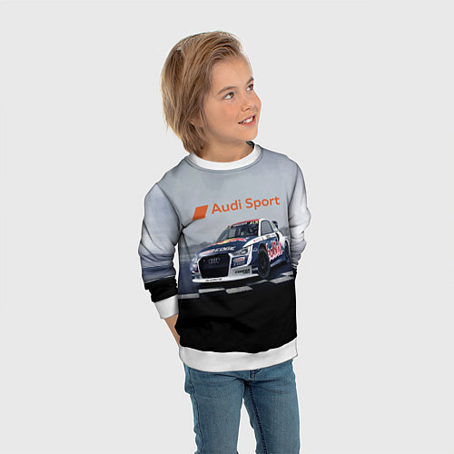 Детский свитшот Ауди Спорт Гоночная команда Audi sport Racing team / 3D-Белый – фото 3