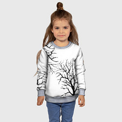 Свитшот детский Черные ветки деревьев на белом фоне, цвет: 3D-меланж — фото 2