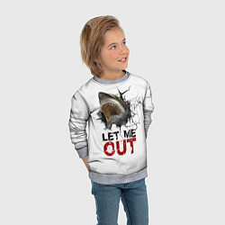 Свитшот детский Акула Let me out - пасть акулы, цвет: 3D-меланж — фото 2