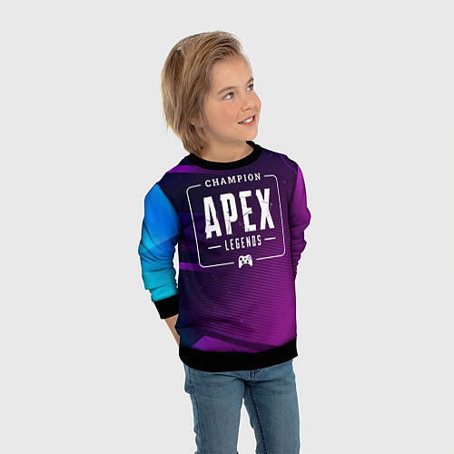 Детский свитшот Apex Legends Gaming Champion: рамка с лого и джойс / 3D-Черный – фото 3