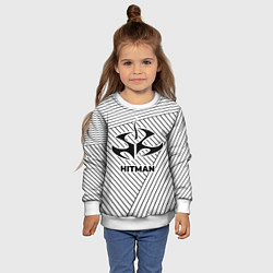 Свитшот детский Символ Hitman на светлом фоне с полосами, цвет: 3D-белый — фото 2