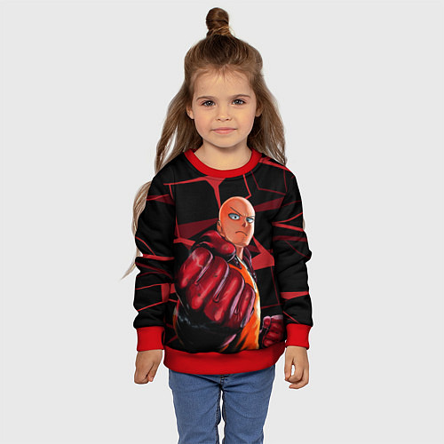 Детский свитшот Ванпанчмен- человек одного удара / 3D-Красный – фото 4