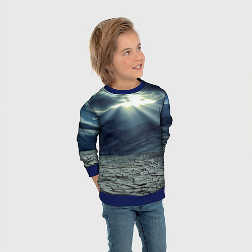 Детский свитшот Трещины на земле пустыня / 3D-Синий – фото 3