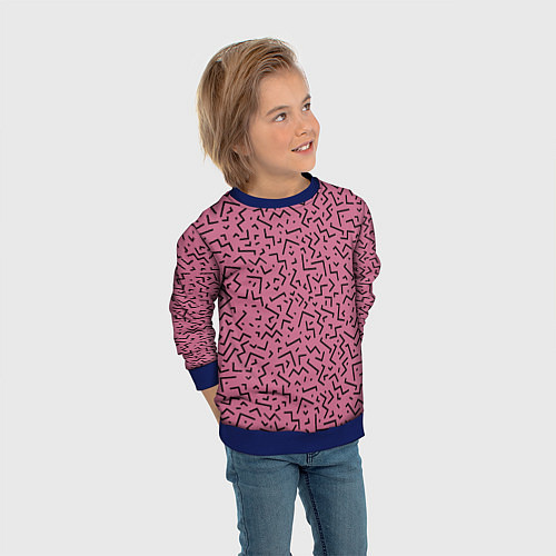 Детский свитшот Минималистический паттерн на розовом фоне / 3D-Синий – фото 3