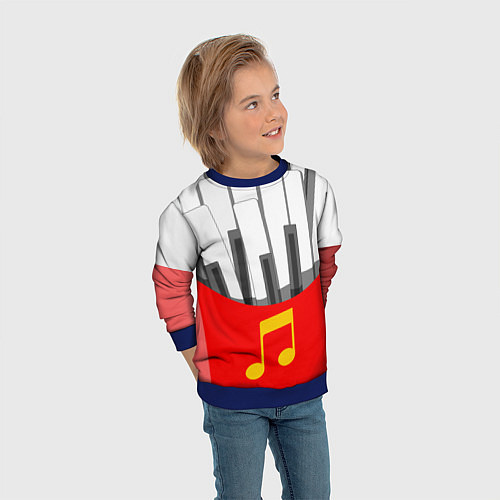 Детский свитшот Клавиши фортепиано как картошка фри / 3D-Синий – фото 3