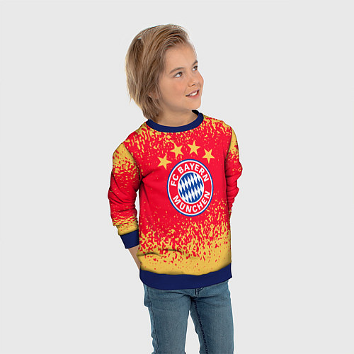 Детский свитшот Bayern munchen красно желтый фон / 3D-Синий – фото 3