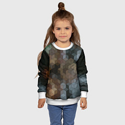 Свитшот детский Геометрический 3D узор в серых и коричневых тонах, цвет: 3D-белый — фото 2