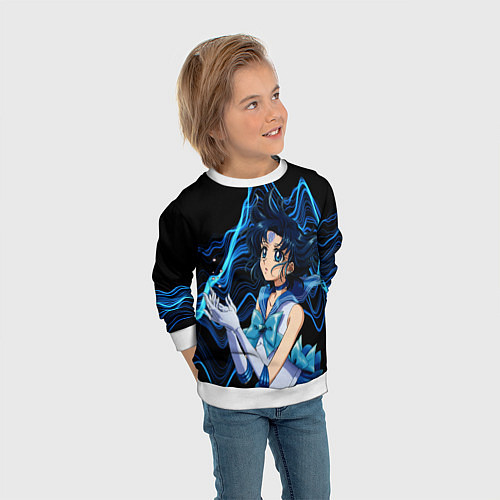 Детский свитшот Сейлор Меркурий -гениальная школьница / 3D-Белый – фото 3