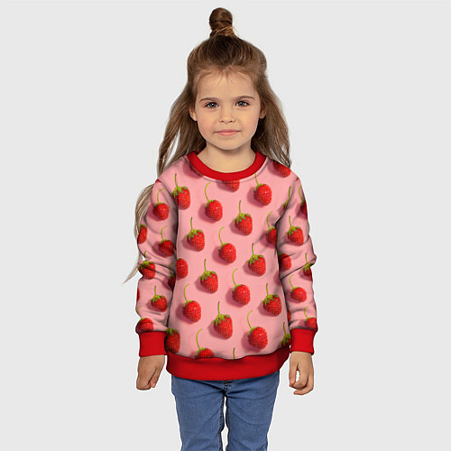 Детский свитшот Strawberry Pattern / 3D-Красный – фото 4