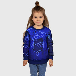 Свитшот детский Неоновые закрученные фонари - Синий, цвет: 3D-синий — фото 2