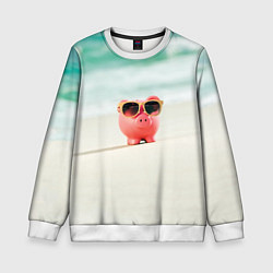 Свитшот детский Свинка на отдыхе, цвет: 3D-белый
