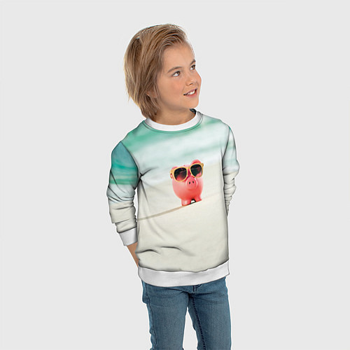 Детский свитшот Свинка на отдыхе / 3D-Белый – фото 3