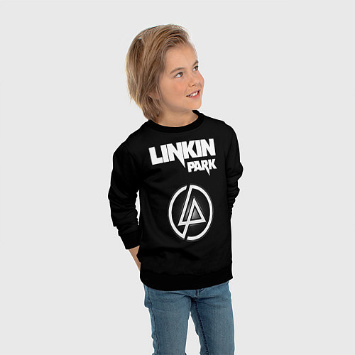 Детский свитшот Linkin Park логотип и надпись / 3D-Черный – фото 3