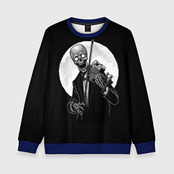 Свитшот детский Скелет скрипач под полной луной, цвет: 3D-синий