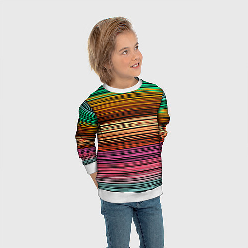 Детский свитшот Multicolored thin stripes Разноцветные полосы / 3D-Белый – фото 3