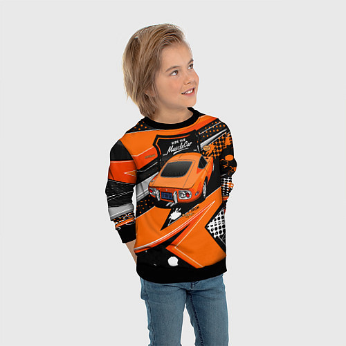 Детский свитшот Vintage Tron Ретро-автомобиль / 3D-Черный – фото 3