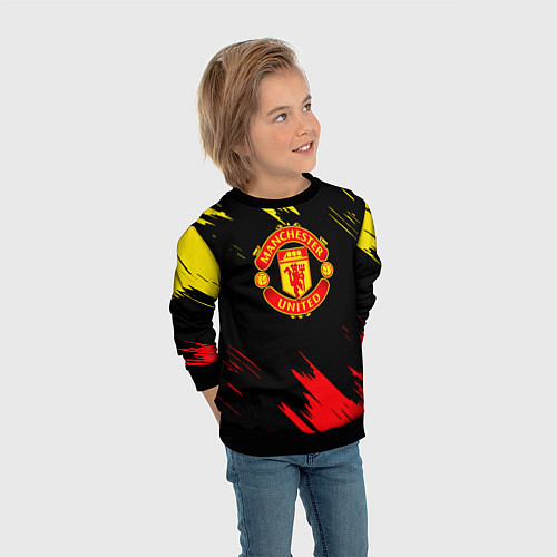 Детский свитшот Manchester united Texture / 3D-Черный – фото 3