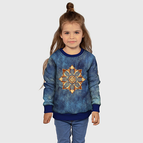 Детский свитшот Мандала-цветок / 3D-Синий – фото 4