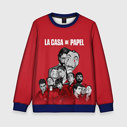 Свитшот детский Бумажный дом персонажи, цвет: 3D-синий
