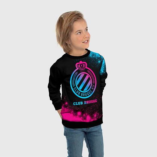 Детский свитшот Club Brugge Neon Gradient / 3D-Черный – фото 3