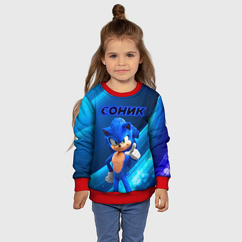 Детский свитшот Соник абстракция яркая / 3D-Красный – фото 4