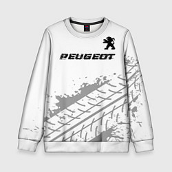 Свитшот детский Peugeot Speed на светлом фоне со следами шин, цвет: 3D-белый