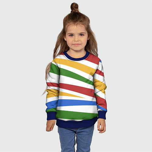 Детский свитшот Разноцветная зебра без чёрных полос / 3D-Синий – фото 4