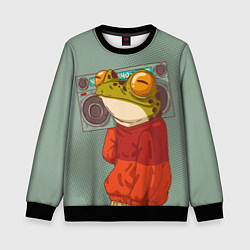 Свитшот детский Лягуха с мафоном, цвет: 3D-черный