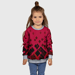 Свитшот детский Геометрический узор в красно-черных тонах, цвет: 3D-меланж — фото 2