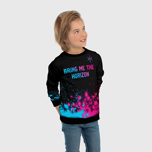 Детский свитшот Bring Me the Horizon Neon Gradient / 3D-Черный – фото 3