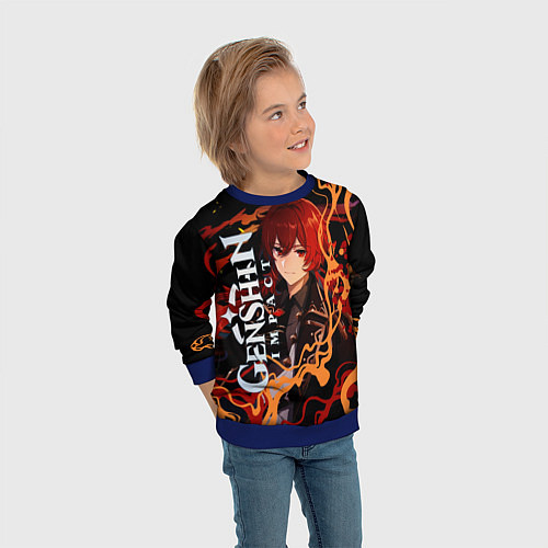 Детский свитшот Дилюк-полуночный герой / 3D-Синий – фото 3