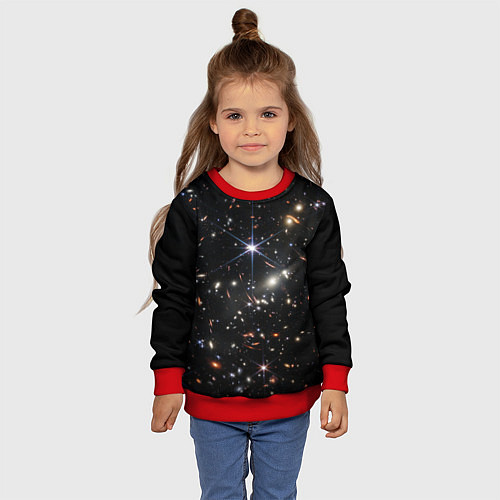 Детский свитшот Новое изображение ранней вселенной от Джеймса Уэбб / 3D-Красный – фото 4