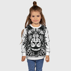 Свитшот детский Черно белый Африканский Лев Black and White Lion, цвет: 3D-белый — фото 2