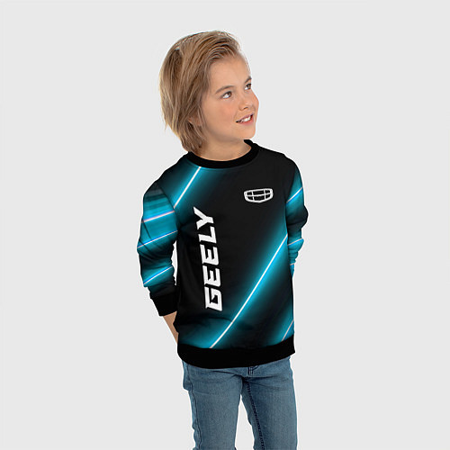 Детский свитшот Geely Неоновые Лампы / 3D-Черный – фото 3