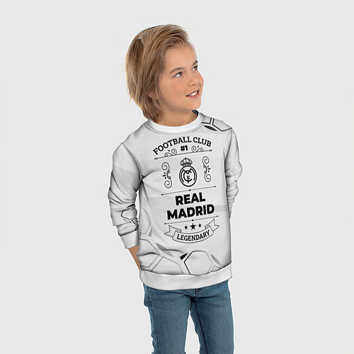 Детский свитшот Real Madrid Football Club Number 1 Legendary / 3D-Белый – фото 3