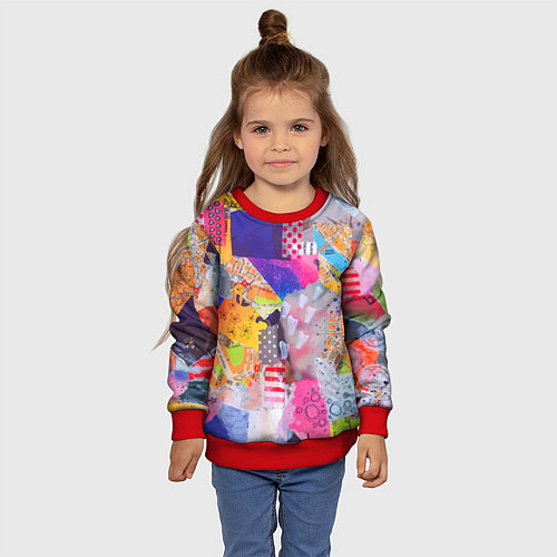 Детский свитшот Patchwork quilt Fashion trend / 3D-Красный – фото 4